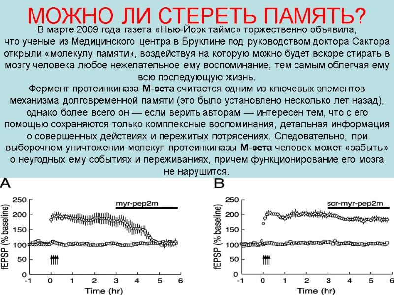 МОЖНО ЛИ СТЕРЕТЬ ПАМЯТЬ? В марте 2009 года газета «Нью-Йорк таймс» торжественно объявила, 